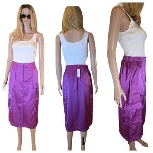Anthropologie Sunday in Brooklyn Silky Cargo Midi Skirt, XS NWT